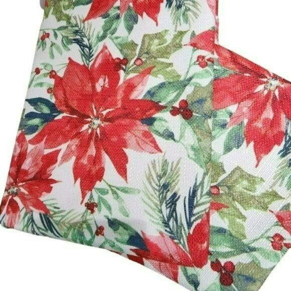 60x84in Oblong Red Poinsettia Flower Christmas Tablecloth - Picture 6 of 9